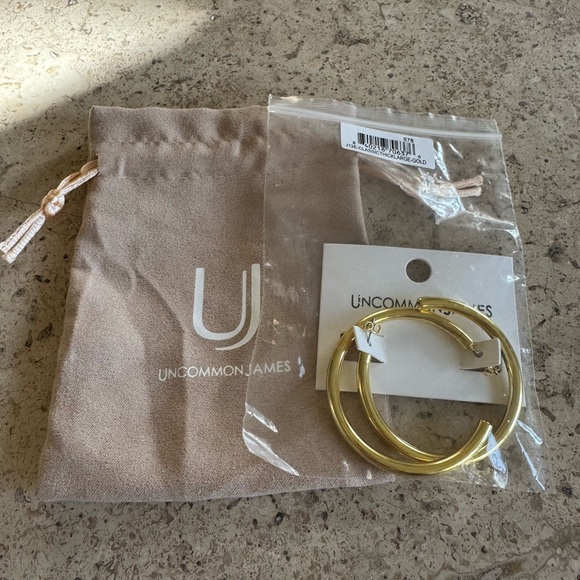 Uncommon James Thick Gold Hoop Earrings - Picture 3 of 3